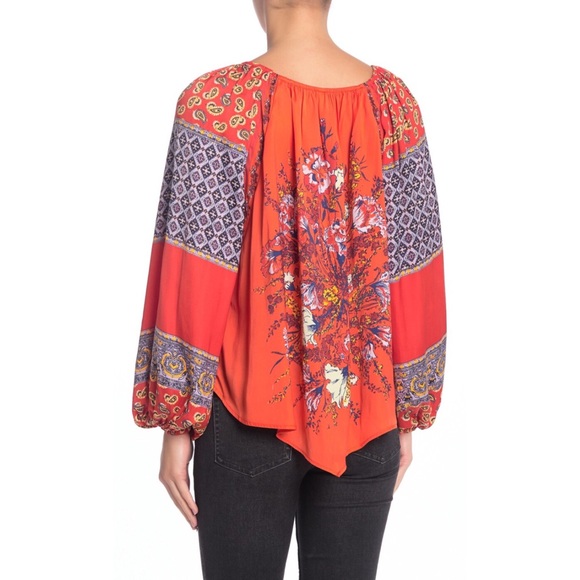 Free People Positano Print Blouse Size Small - Picture 2 of 6